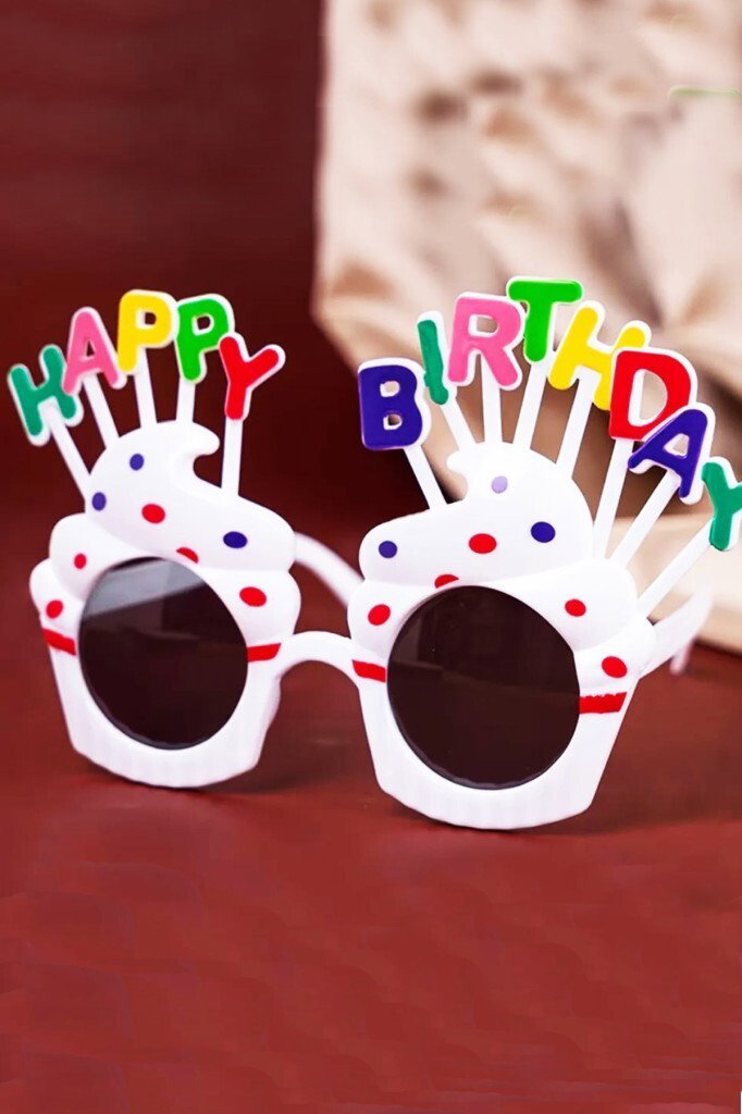 Beysüs Happy Birthday Parti Gözlük Cupcake Temalı Beyaz - Beysüs (1)