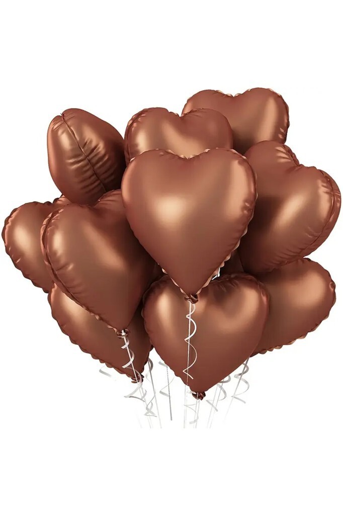 Beysüs Kahverengi Retro Kalp Folyo Balon 18 inç 5 Adet - Beysüs
