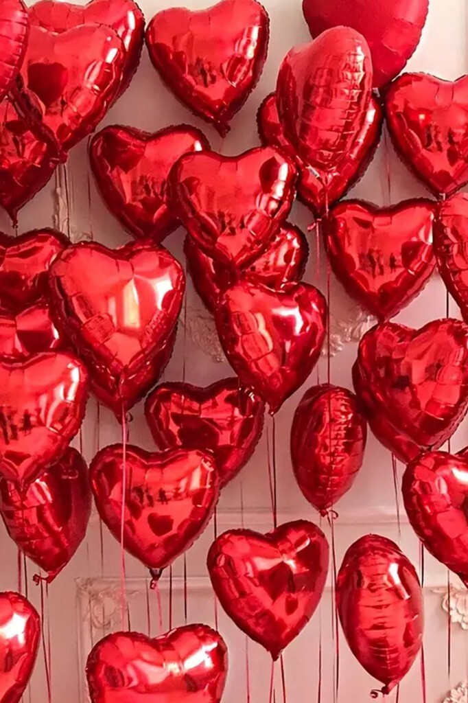 Beysüs Kırmızı Kalp Folyo Balon Parlak 5 Adet 45cm - Beysüs