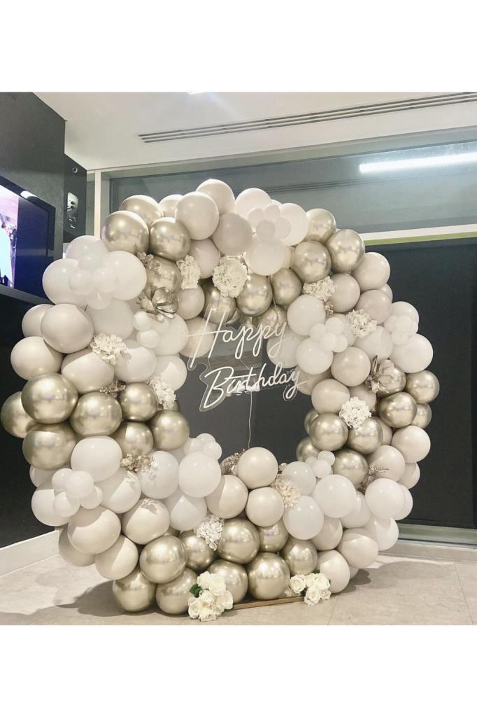 Beysüs Krom Beyaz Altın Ve Pastel Beyaz Balon Zinciri 100 Adet - Beysüs