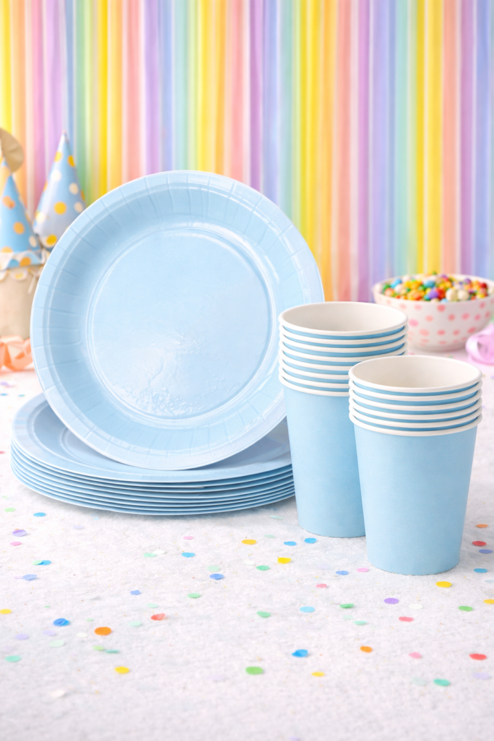 Beysüs Makaron Mavi 8'Li Tabak Bardak Set - Beysüs