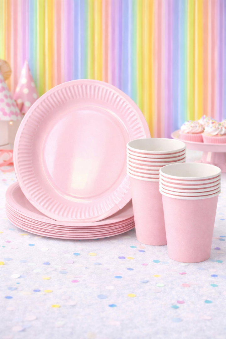 Beysüs Makaron Pembesi 8'Li Tabak Bardak Set - Beysüs