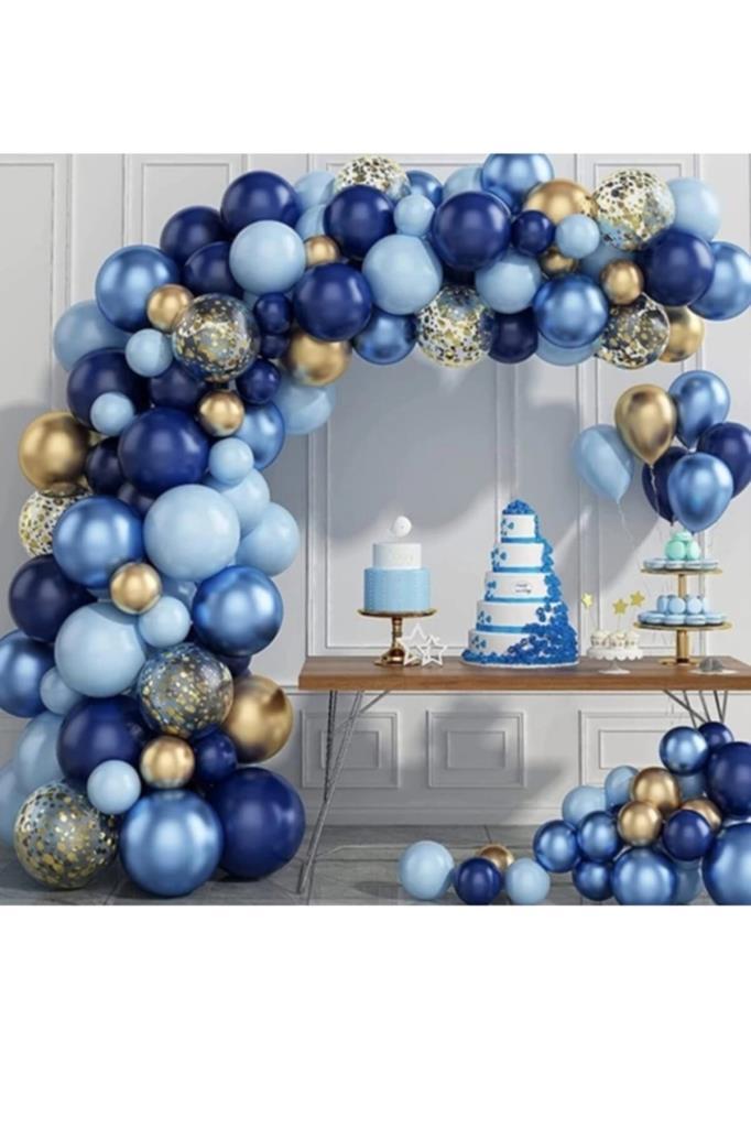 Beysüs Mavi Lacivert 65 li Balon Zinciri Süsleme Seti 5 Renkli Sünnet 1 Yaş - Beysüs