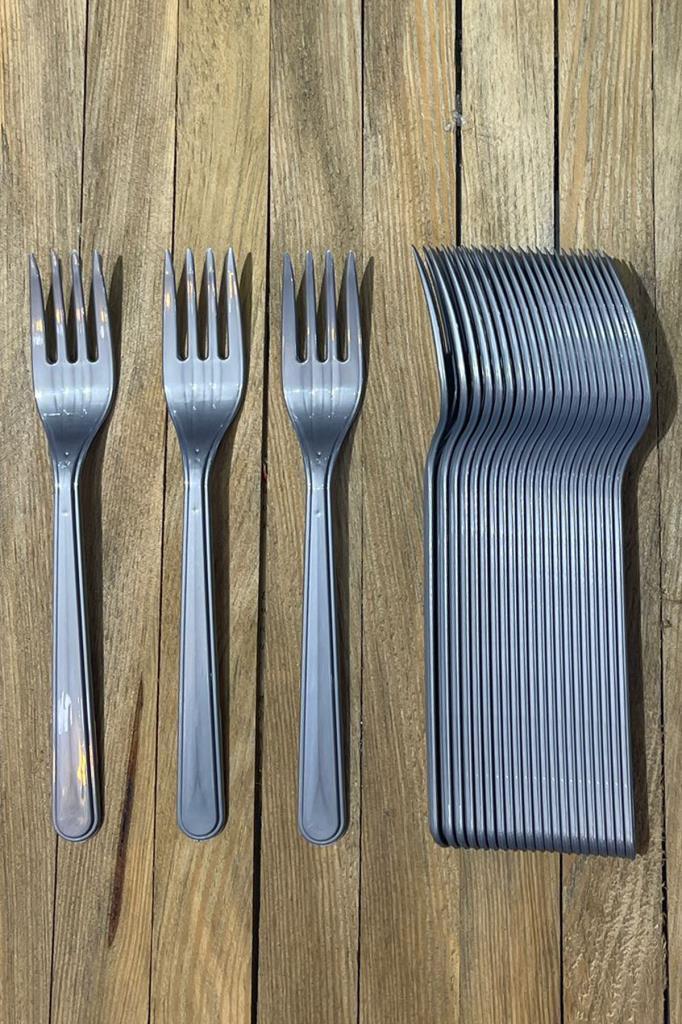 Beysüs Plastik Çatal Parti Çatal Gümüş - Beysüs