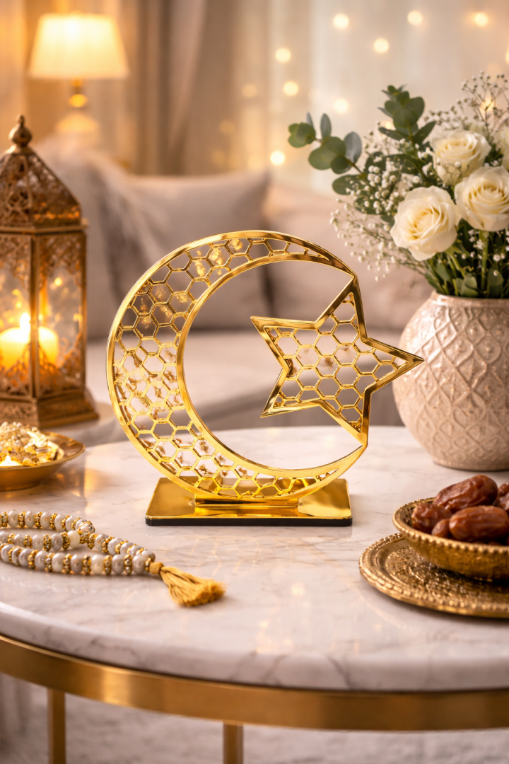 Beysüs Ramazan Ay Yıldız Model Dekoratif Pleksi Masa Süsü 20 cm Büyük - Beysüs
