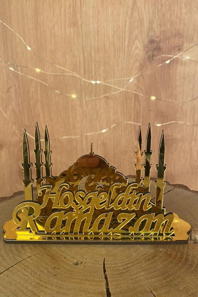 Beysüs Ramazan Ayı Dekoratif Peçetelik Pleksi Gold 10x14 - Beysüs (1)