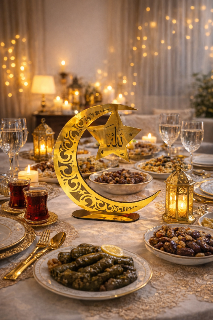 Beysüs Ramazan Ayı Dekoratif Pleksi Ay Yıldız Model Gold - Beysüs