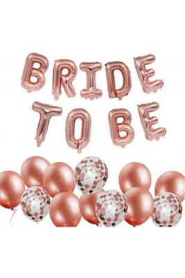 Beysüs Rose Gold Bride To Be Konfetili Folyo Balon Set - 1