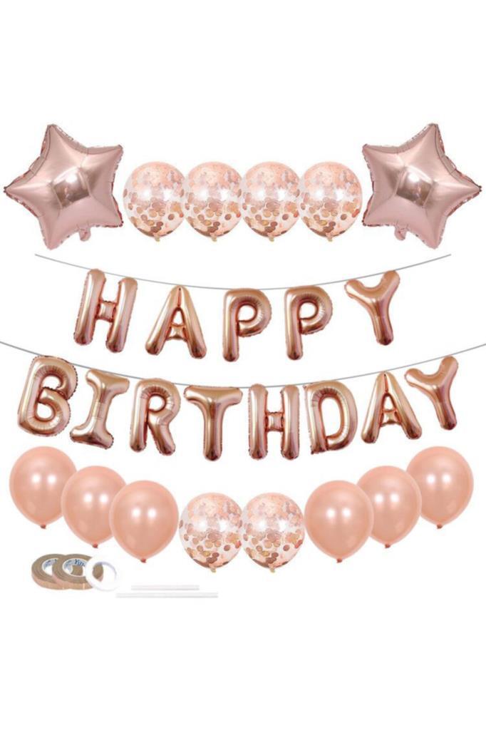 Beysüs Rose Gold Happy Birthday Doğum Günü Seti - Beysüs
