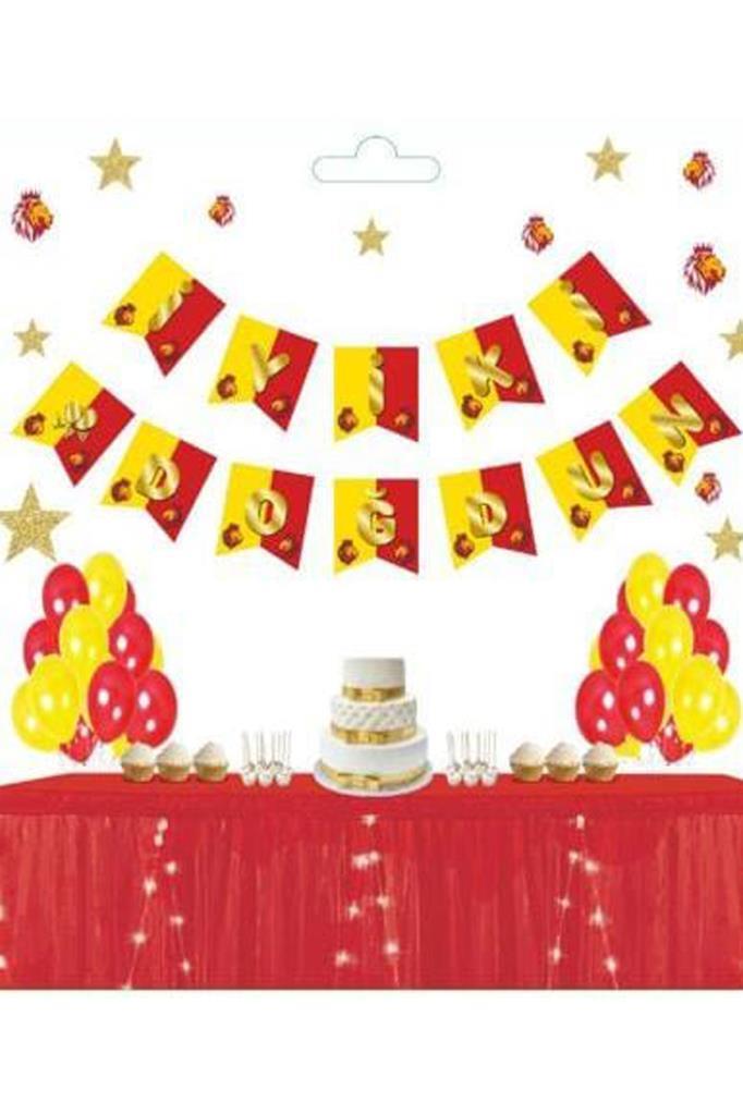 Beysüs Sarı Kırmızı Üstüne Gold Altın Yaldızlı İyiki Doğdun Yazılı Karton İpli Yazı Banner - Beysüs