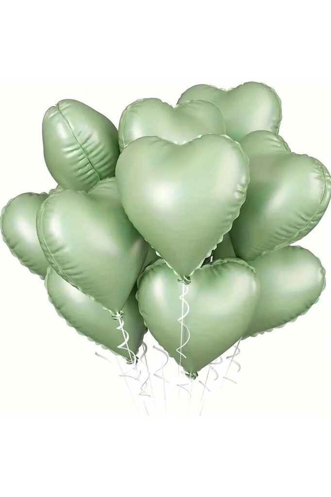 Beysüs Soft Yeşil Retro Kalp Folyo Balon 18 inç 5 Adet - Beysüs