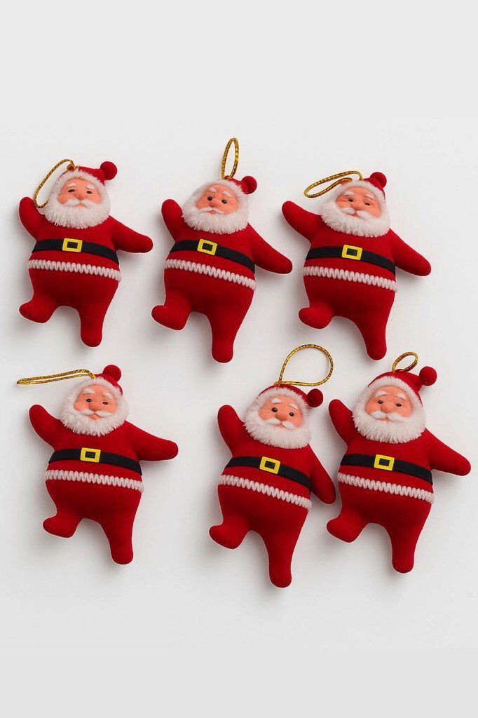Beysüs Yılbaşı Ağacı Süsü Mini Noel Baba 6'lı Set - Beysüs
