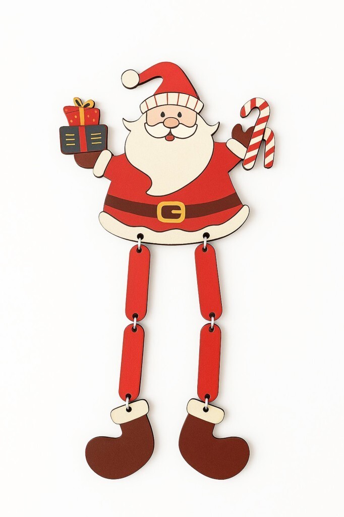 Yılbaşı Ağacı Süsü Sallanan Bacaklı Ahşap NOEL BABA 27 cm - 6