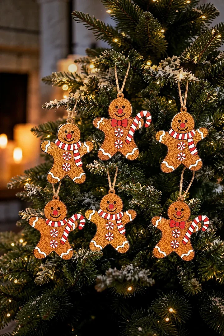 Yılbaşı Çam Ağacı Süsü Ginger 6 lı 10 cm - Beysüs