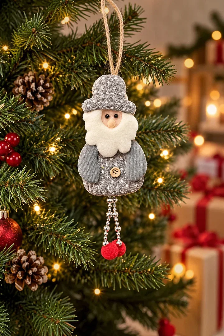 Yılbaşı Çam Ağacı Süsü Noel Baba Gümüş - Beysüs
