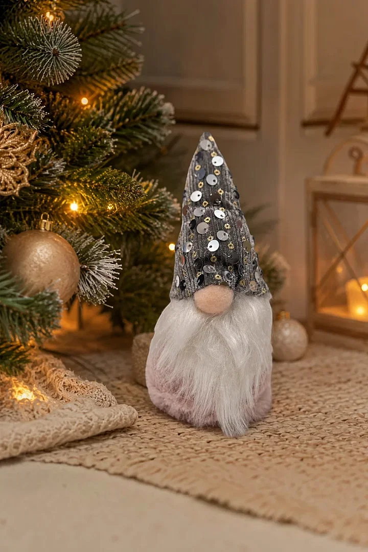Yılbaşı Çam Ağacı Süsü Şans Cücesi Gnome Gümüş - Beysüs