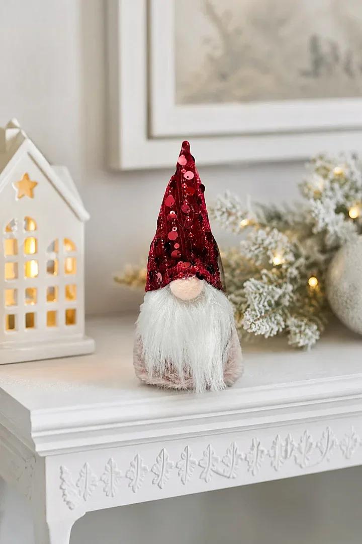 Yılbaşı Çam Ağacı Süsü Şans Cücesi Gnome Kırmızı - 5
