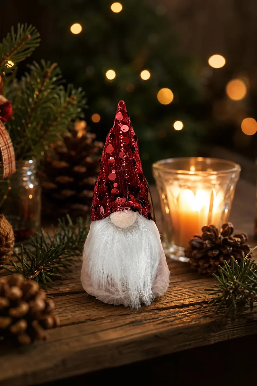 Yılbaşı Çam Ağacı Süsü Şans Cücesi Gnome Kırmızı - 1