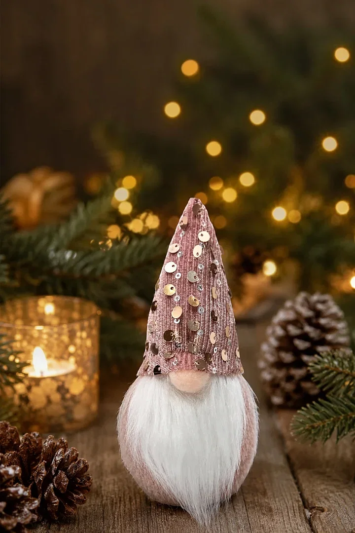 Yılbaşı Çam Ağacı Süsü Şans Cücesi Gnome Rosegold - 1