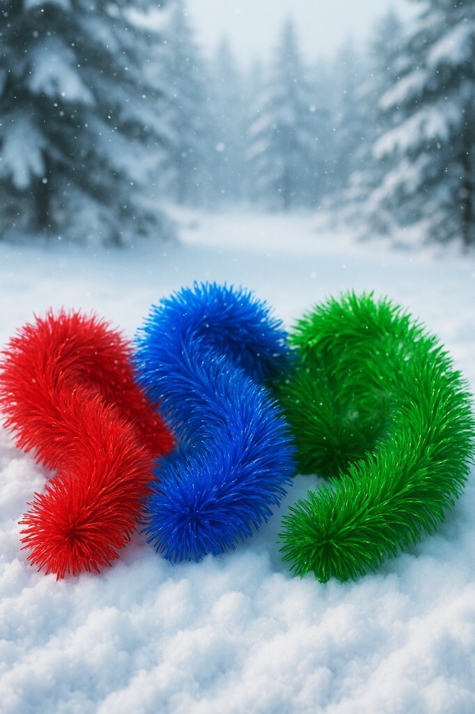 Beysüs Yılbaşı Çam Ağacı Süsü Sim 2 m Kırmızı Mavi Yeşil 3 lü Set - Beysüs