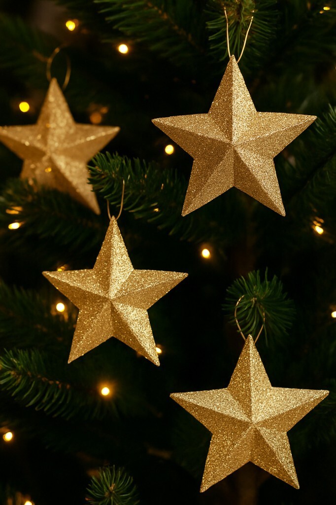 Beysüs Yılbaşı Çam Ağacı Süsü Yıldız 7 cm 4 lü Gold - Beysüs