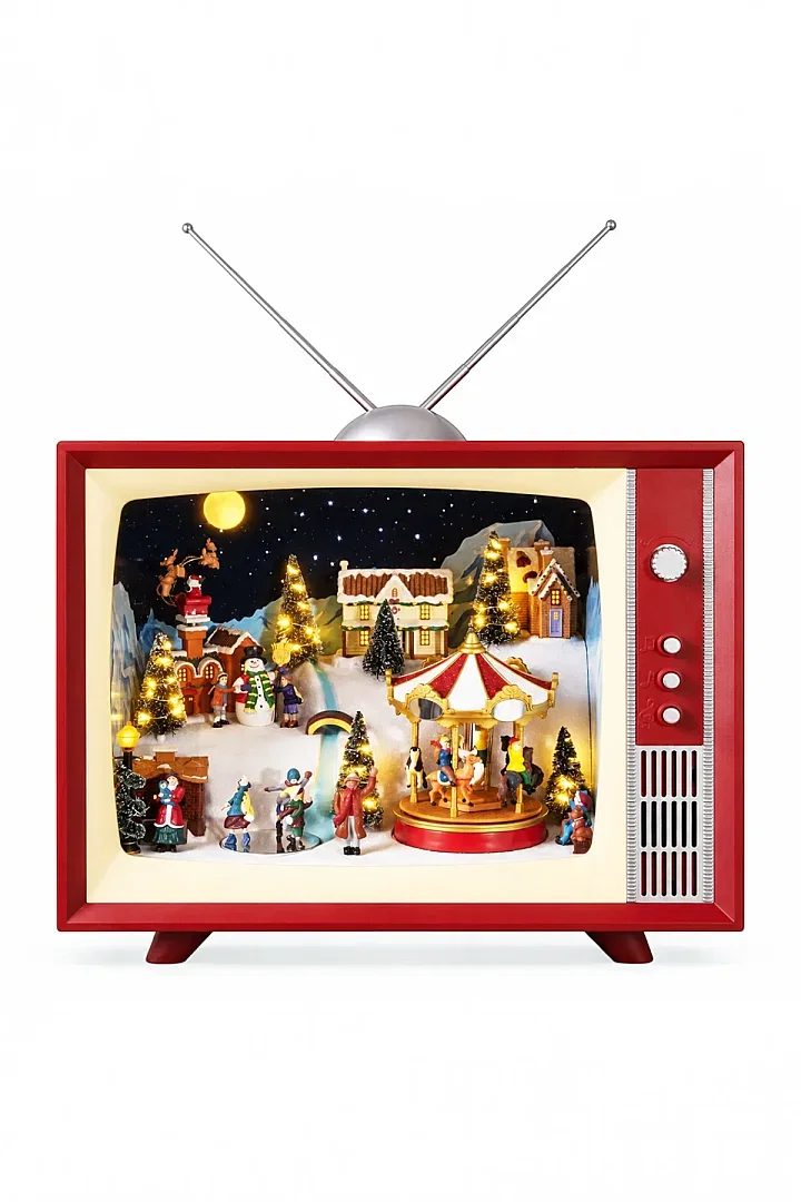 Yılbaşı Dekor Deluxe Vintage Televizyon - Beysüs