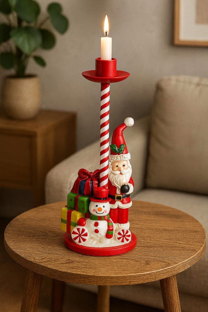 Yılbaşı Dekoratif Noel Baba Mumluk Şamdan 27 Cm - 3