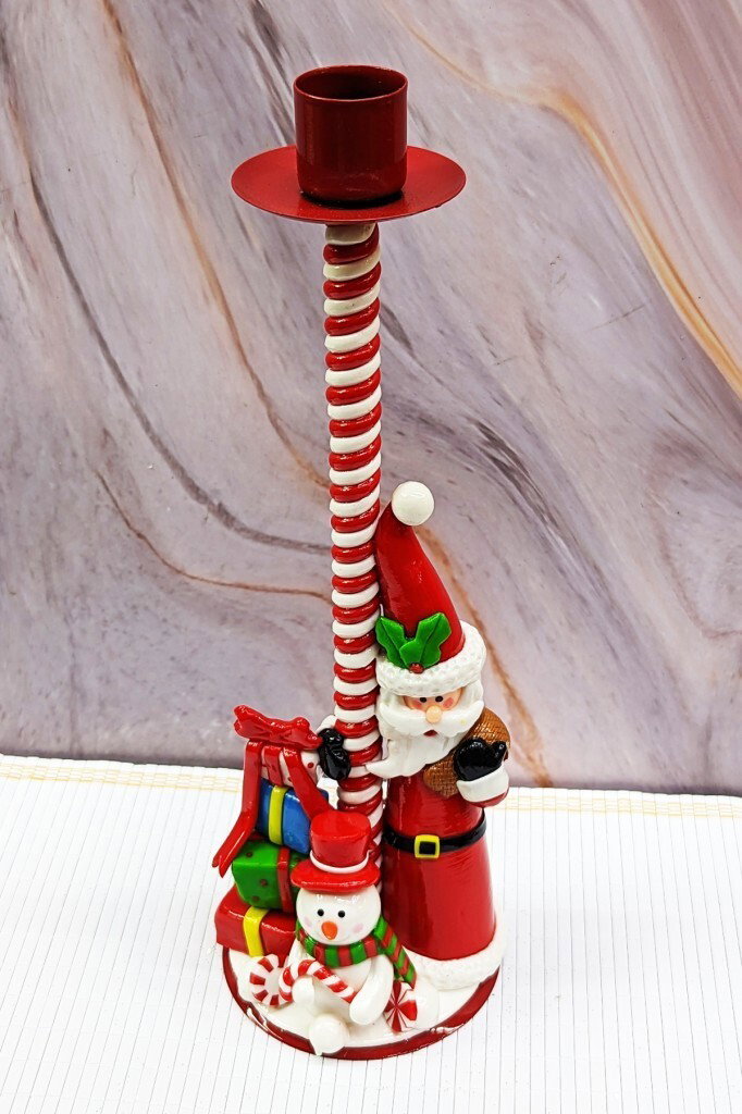 Yılbaşı Dekoratif Noel Baba Mumluk Şamdan 27 Cm - 7