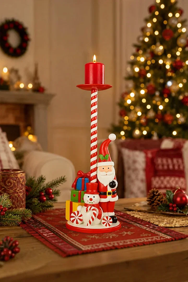 Yılbaşı Dekoratif Noel Baba Mumluk Şamdan 27 Cm - Beysüs