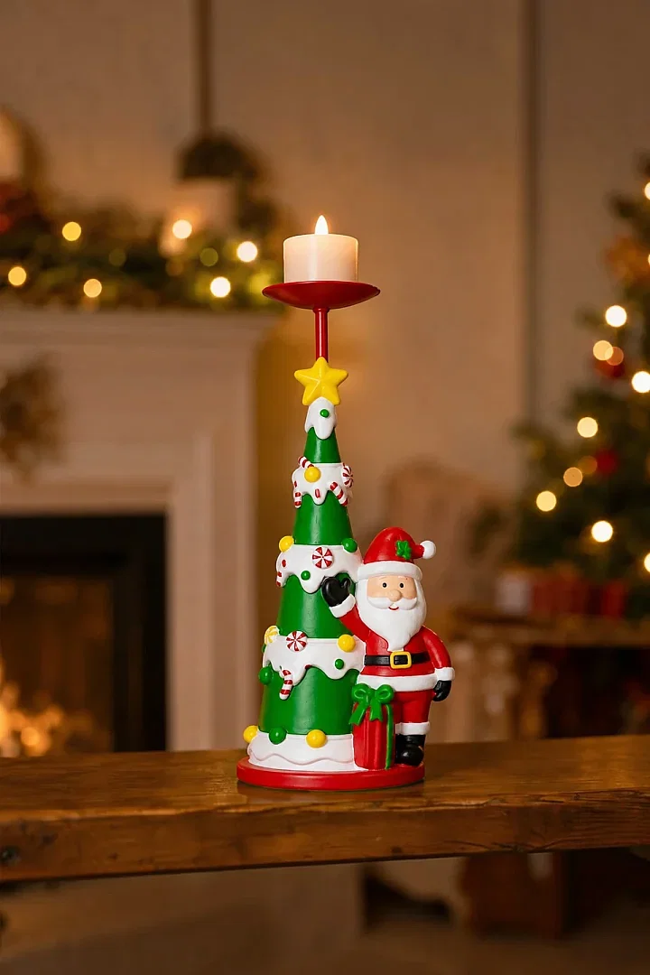 Yılbaşı Şamdan Çam Ağacı Noel Baba Mumluk - 3