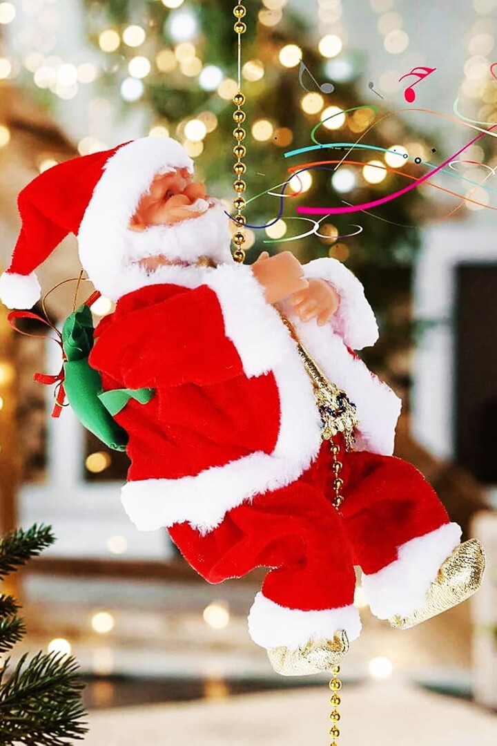 Beysüs Yılbaşı Süsü Tırmanan Noel Baba Müzikli Hareketli Zincirli Dekor - Beysüs