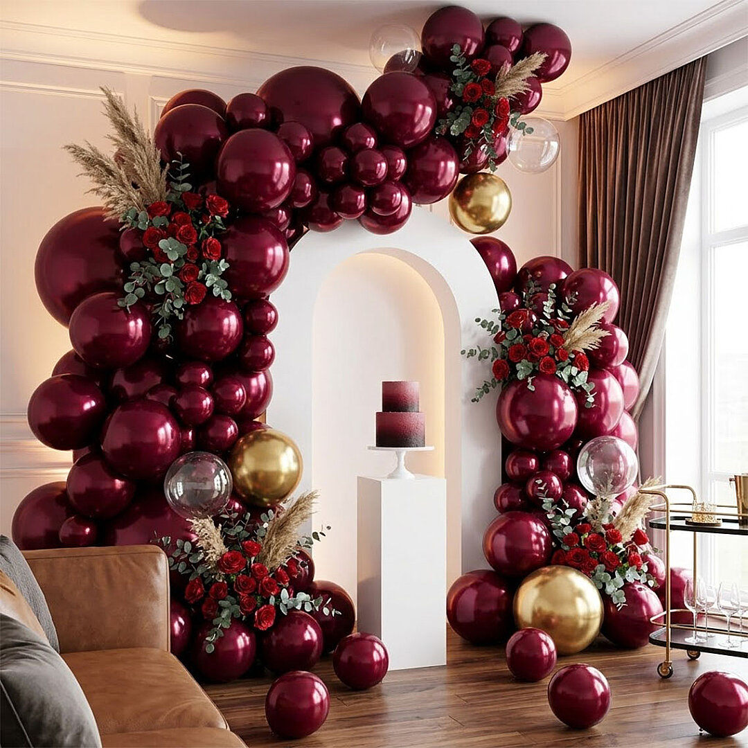 Bordo Renk Lateks Metalik Balon (30 cm) - 100 Adet - 1