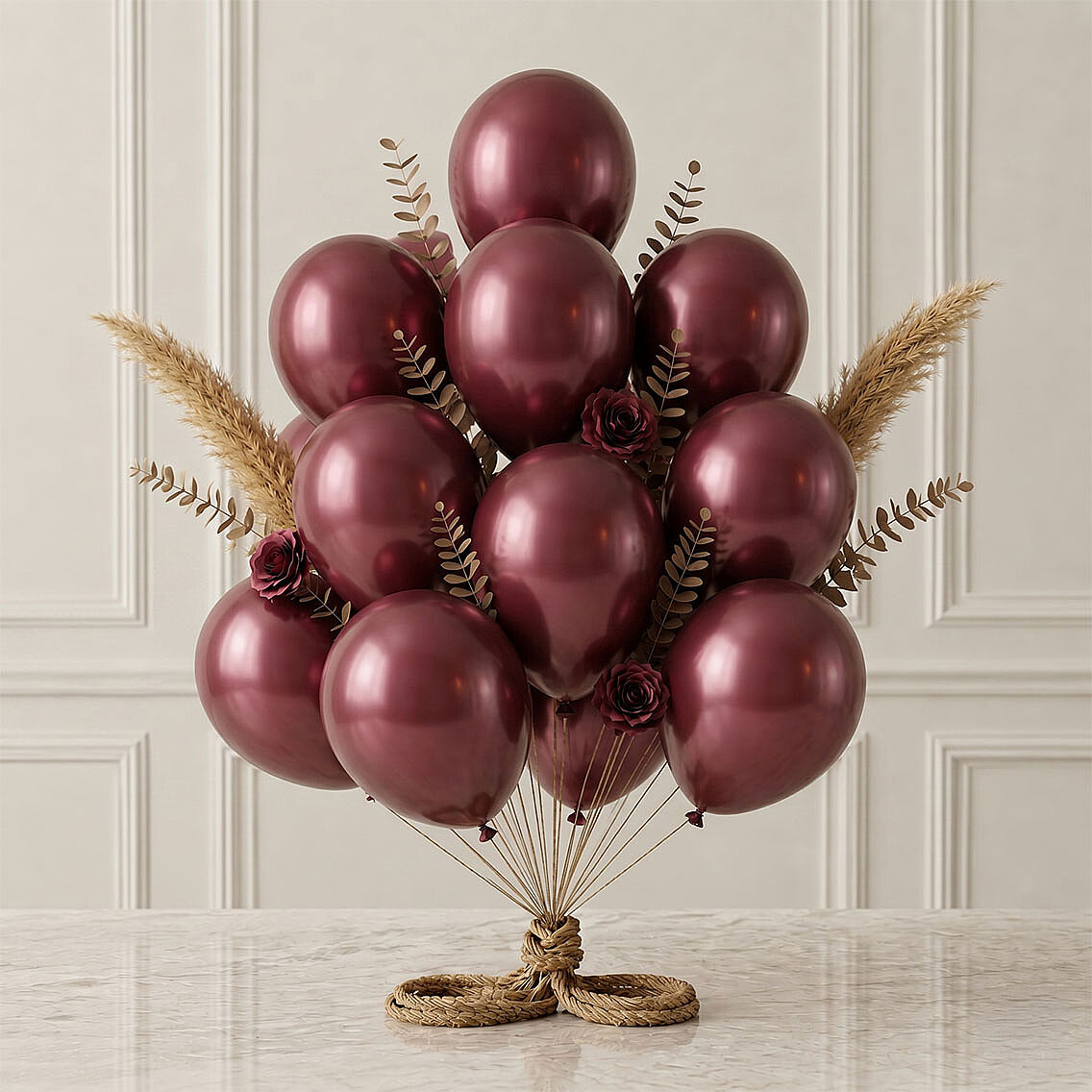 Bordo Renk Lateks Metalik Balon (30 cm) - 12 Adet - 1