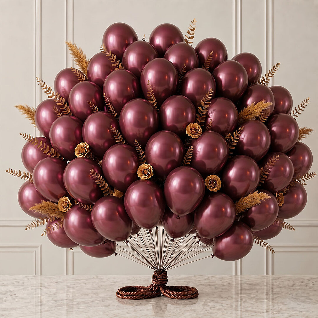Bordo Renk Lateks Metalik Balon (30 cm) - 50 Adet - 1