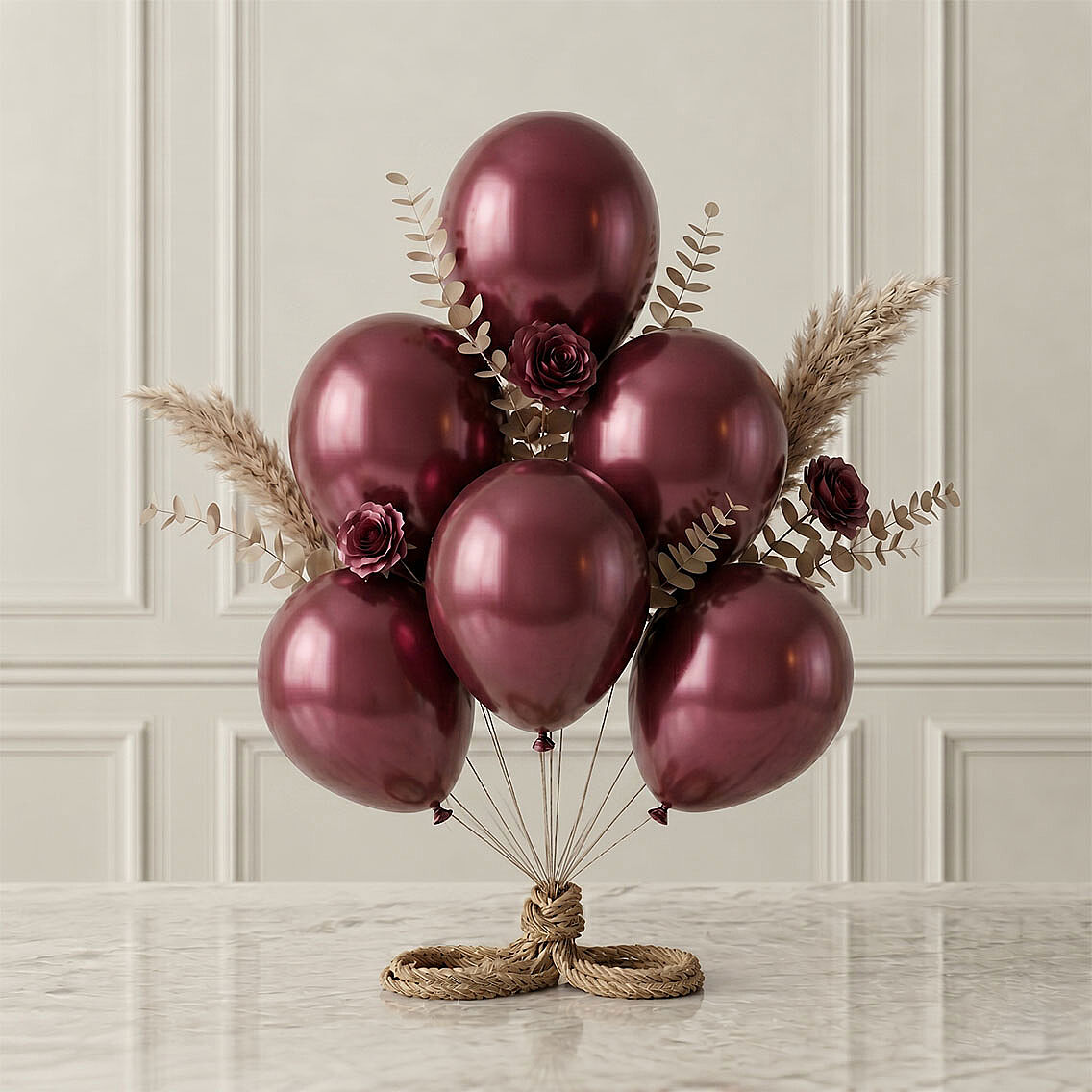 Bordo Renk Lateks Metalik Balon (30 cm) - 6 Adet - 1