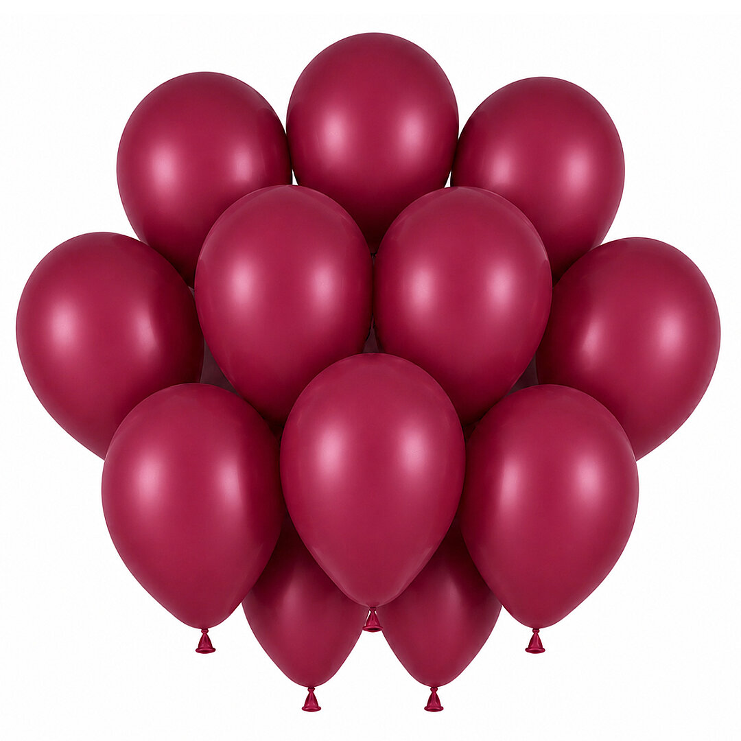 Bordo Renk Lateks Pastel Balon (30 cm) - 12 Adet - 1