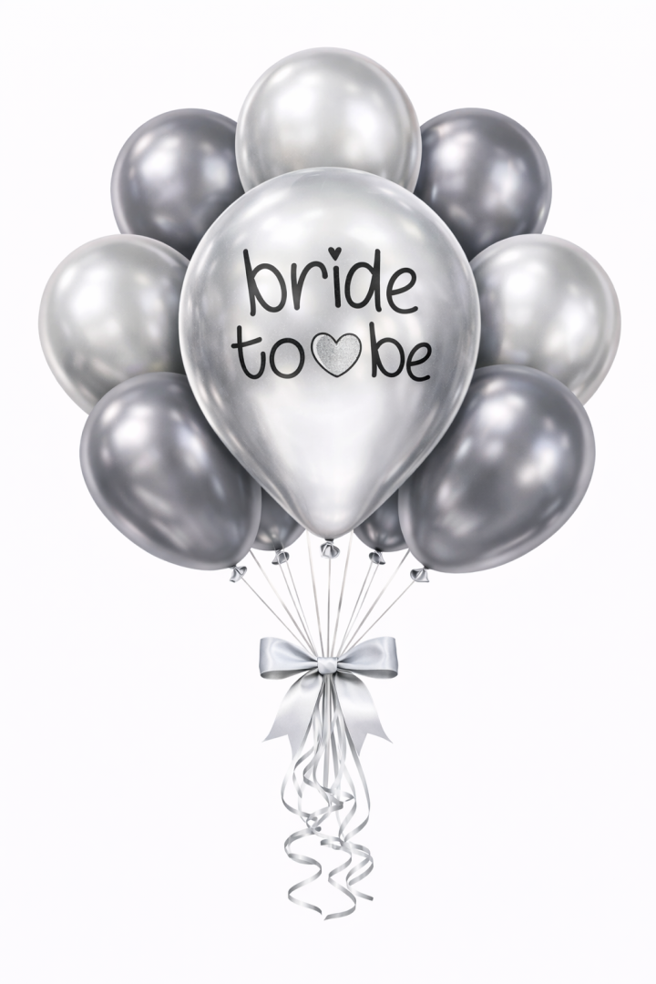 Bride Balon Krom Gümüş 5'li 12 inç - 1