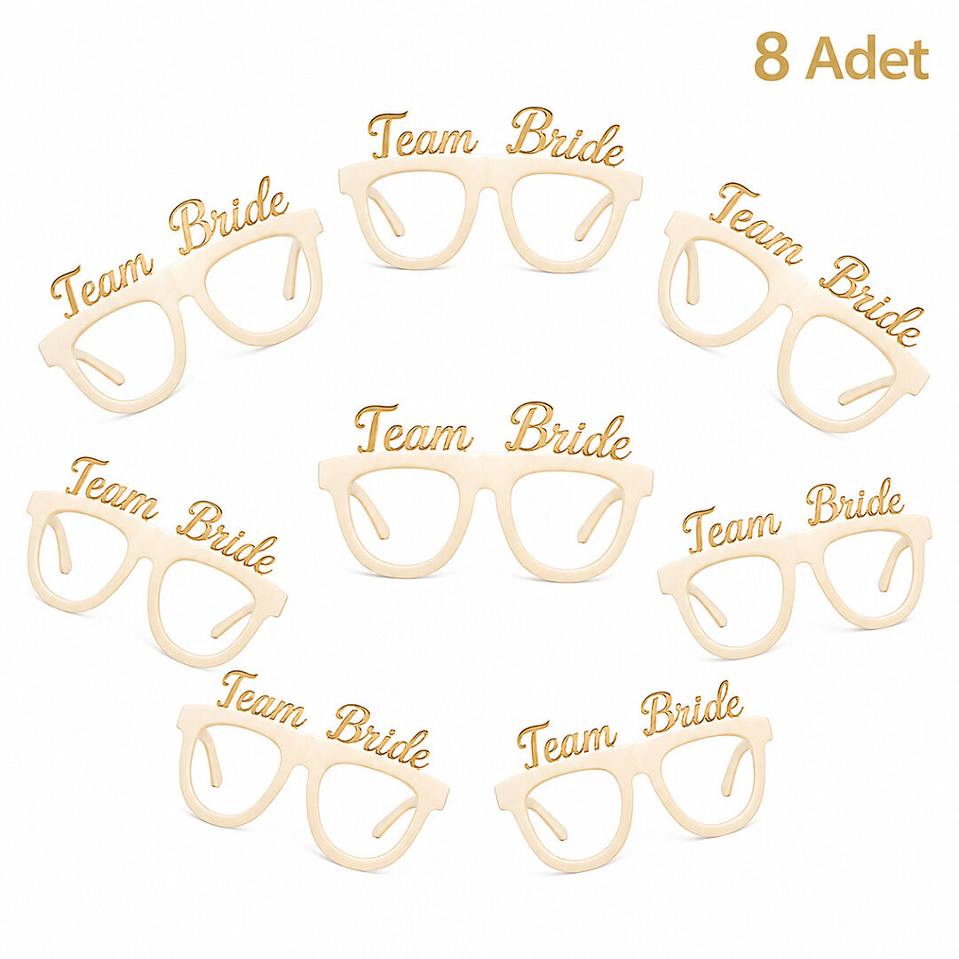 Bride To Be Konsepti Kağıt Gözlük Rose Gold 8 Adet - 3