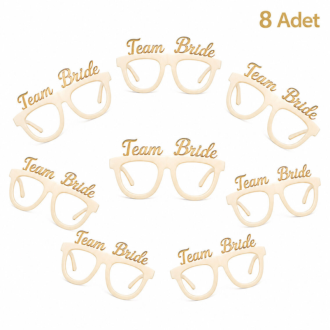 Bride To Be Konsepti Kağıt Gözlük Rose Gold 8 Adet - 3