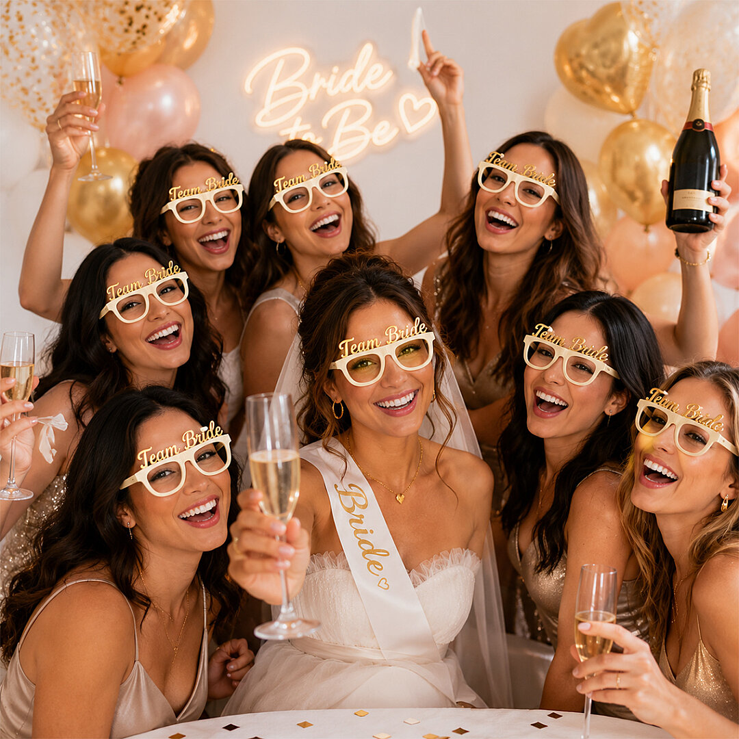 Bride To Be Konsepti Kağıt Gözlük Rose Gold 8 Adet - 2