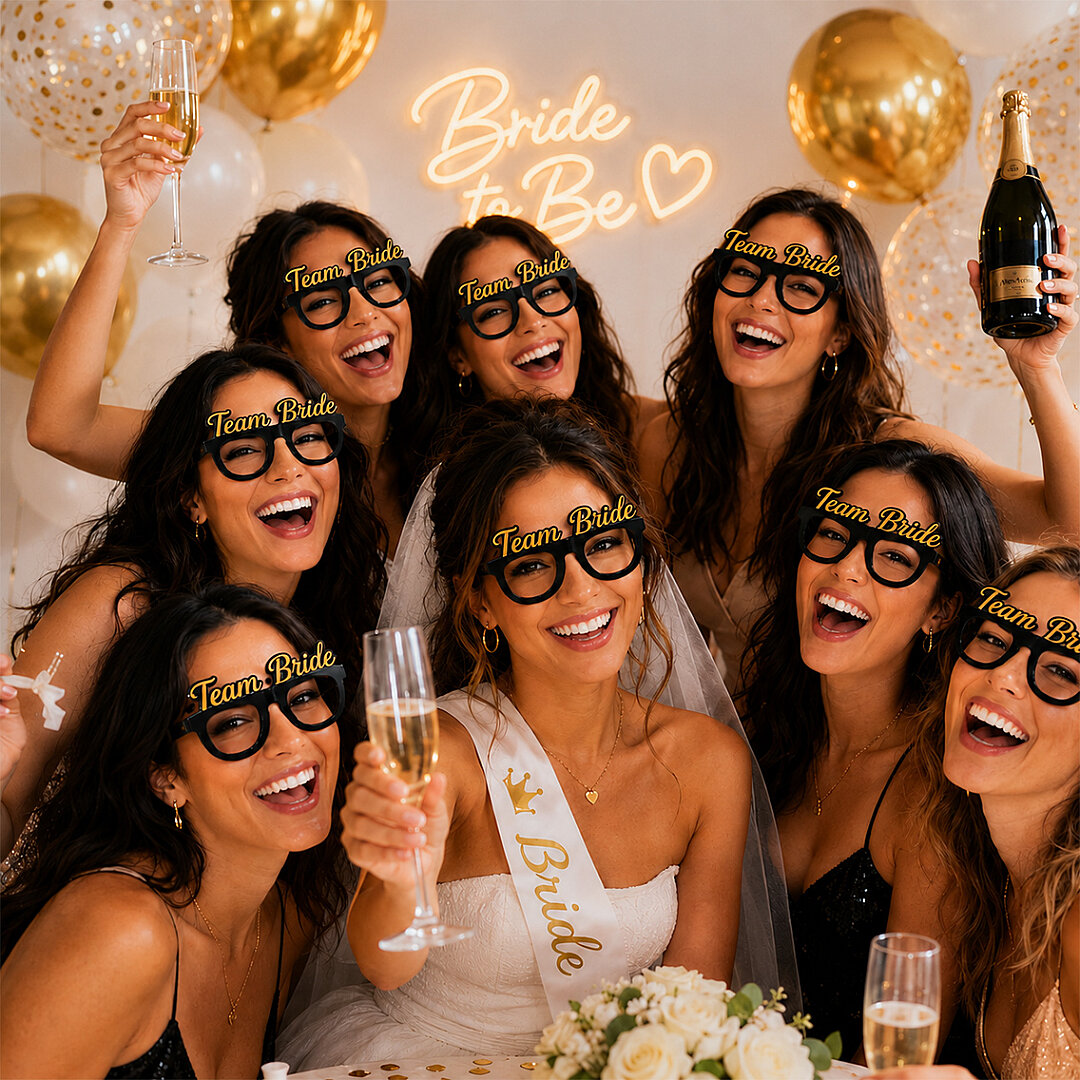 Bride To Be Konsepti Kağıt Gözlük Siyah 8 Adet - 2
