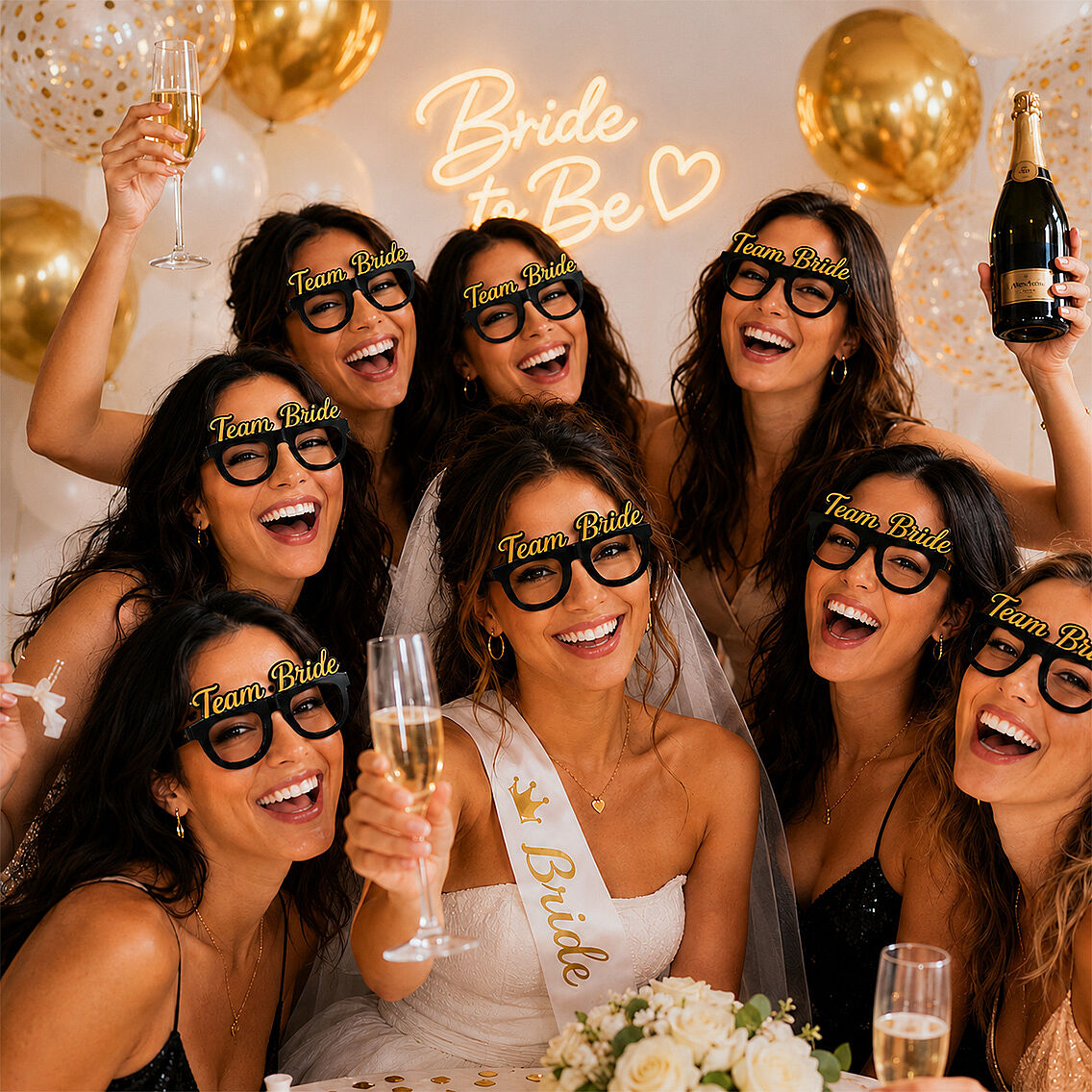 Bride To Be Konsepti Kağıt Gözlük Siyah 8 Adet - 2