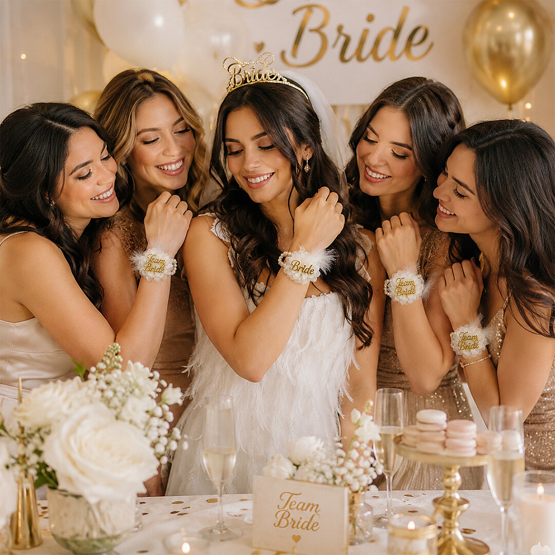 Bride Tüylü İncili Beyaz Bileklik - 2