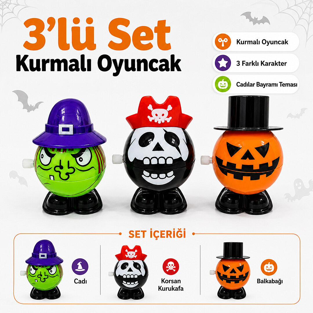 Cadılar Bayramı 3'lü Kurmalı Dekoratif Oyuncak - 2