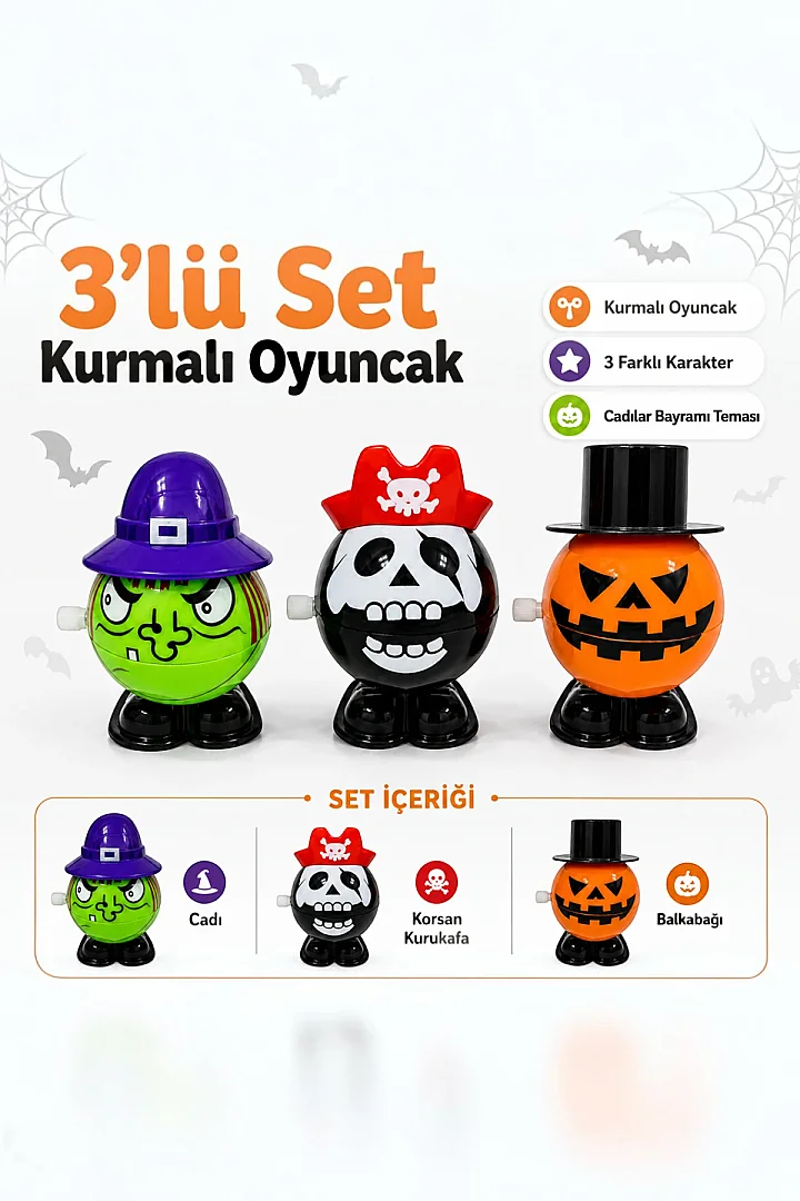 Cadılar Bayramı 3'lü Kurmalı Dekoratif Oyuncak - 5