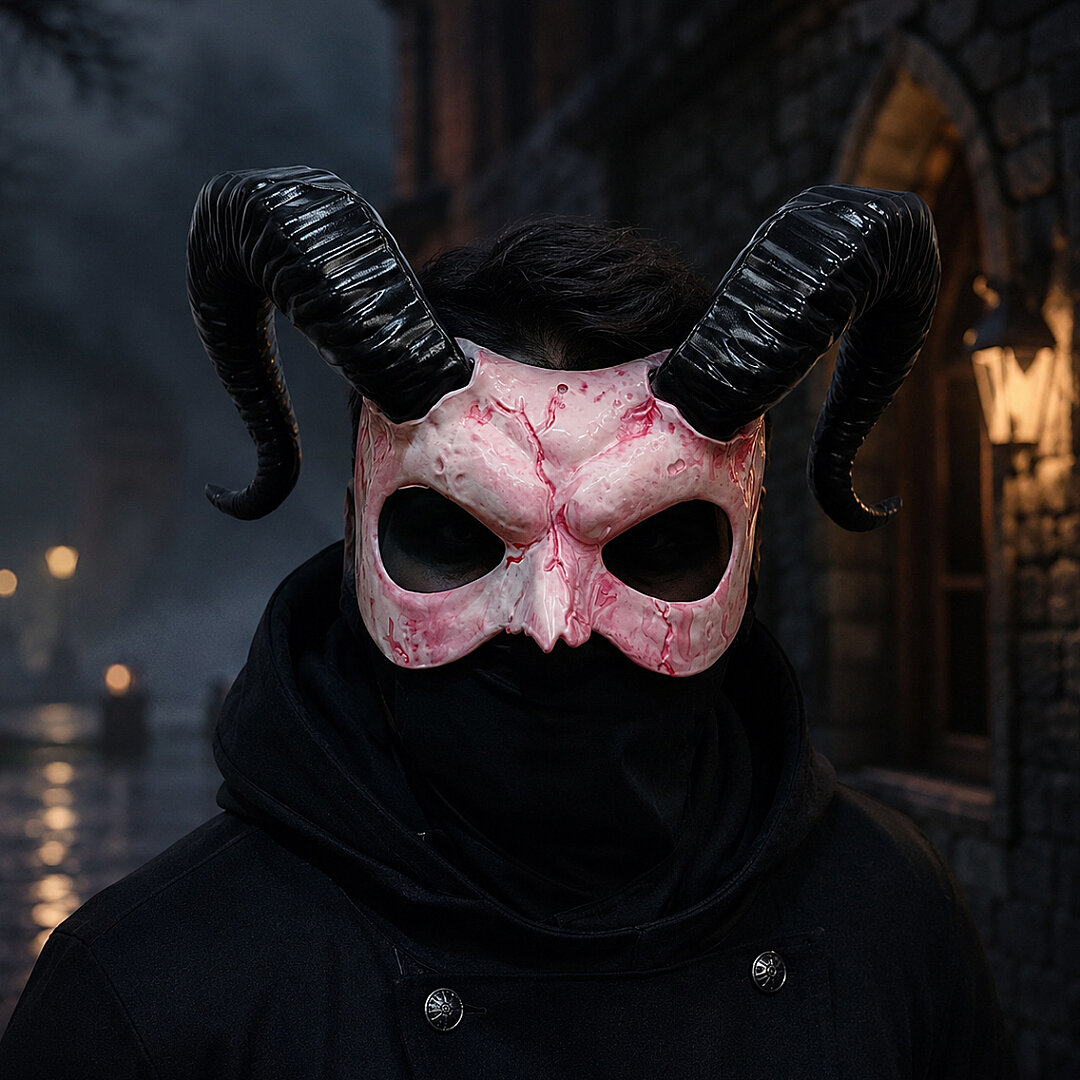 Cadılar Bayramı Boynuzlu Faun Maske - 3