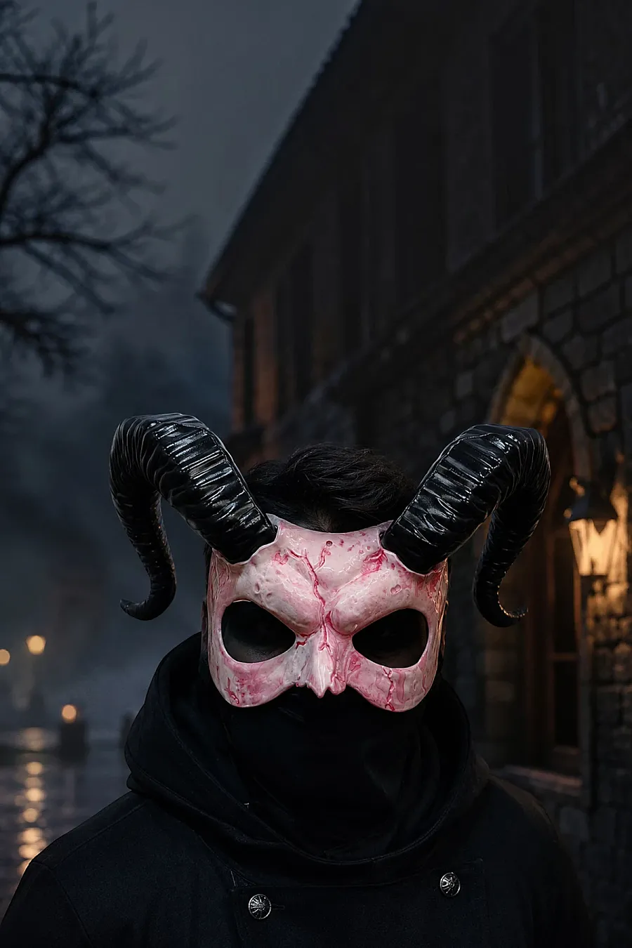 Cadılar Bayramı Boynuzlu Faun Maske - 4