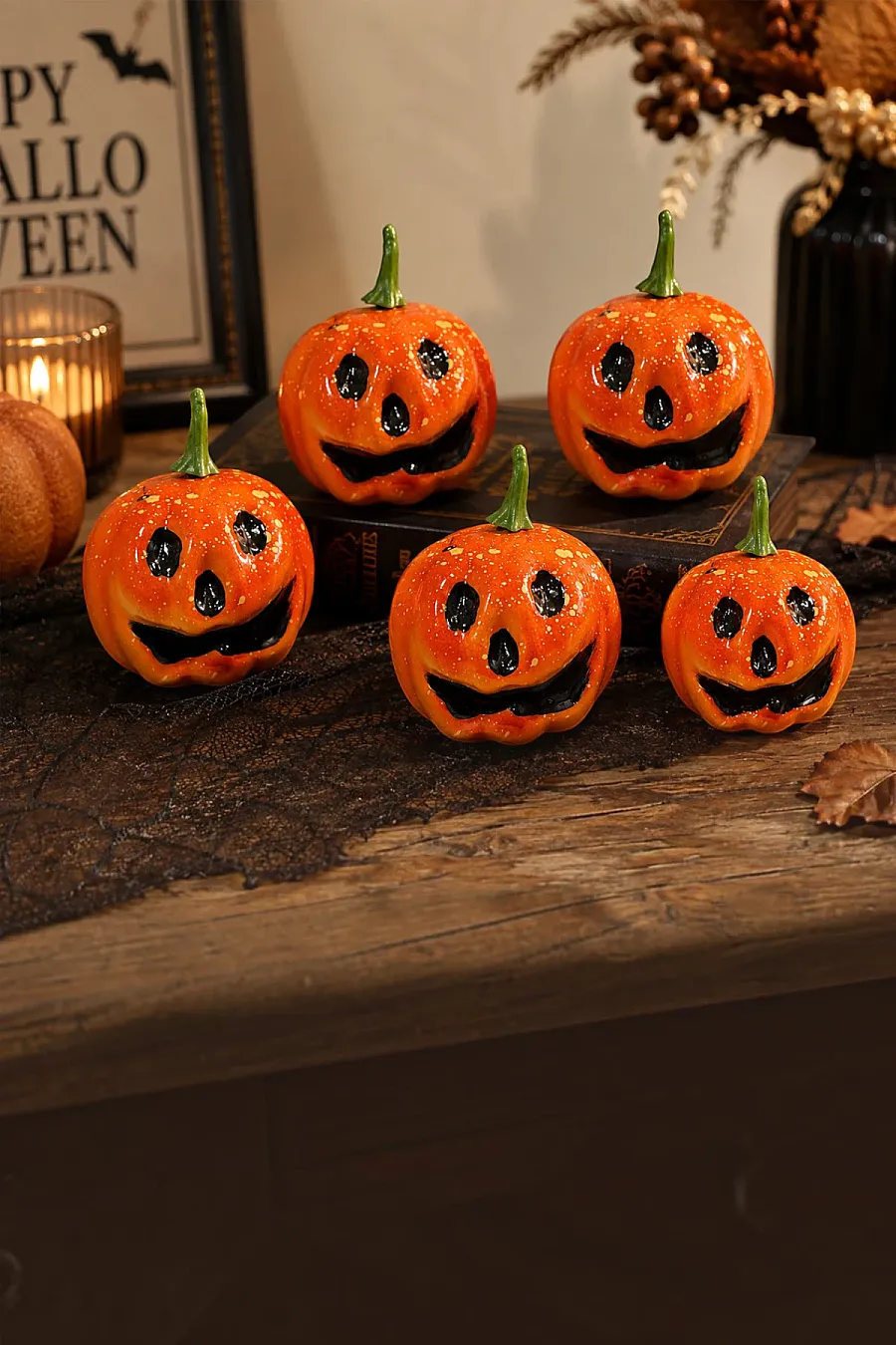 Cadılar Bayramı Gülen Yüz Mini Balkabağı 5 Adet - 4