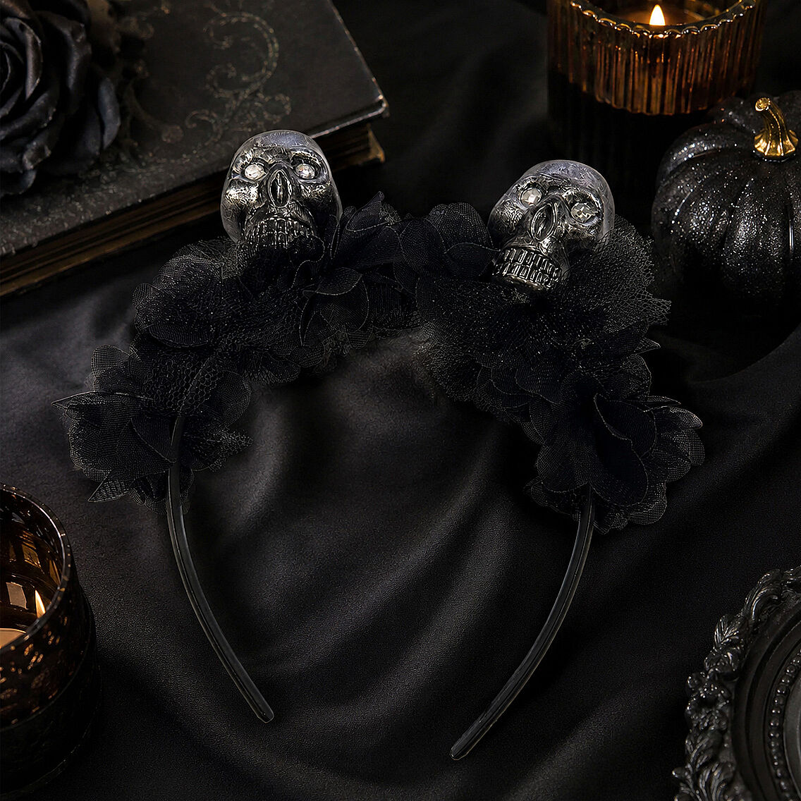 Cadılar Bayramı Hallowen Kuru Kafalı Taç - 4