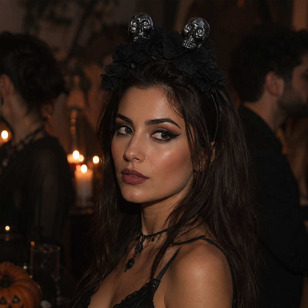 Cadılar Bayramı Hallowen Kuru Kafalı Taç - 3